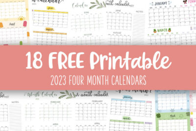 Printable 2023 Four Month Calendars Feature Image