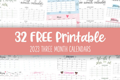 Printable 2023 Three Month Calendars Feature Image