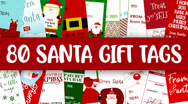 Santa Gift Tags - 80 Free Printable Tags & Labels 9 Printable Santa Gift Tags Feature Image