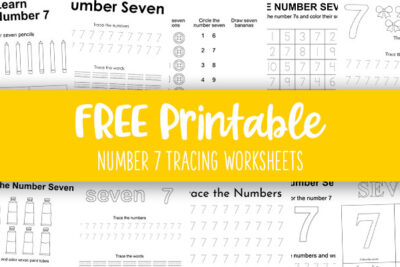 Printable Number 7 Tracing Worksheets Feature image