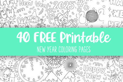 Printable New Year Coloring Pages Feature Image