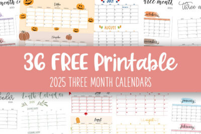 Printable 2025 Three Month Calendars Feature Image