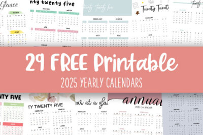 Printable 2025 Yearly Calendars Feature Image