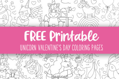 Printable Unicorn Valentines Day Coloring Pages Feature Image
