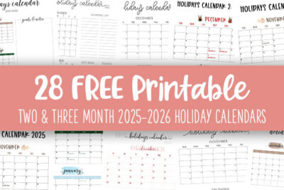 Printable Two And Three Month 2025 2026 Holiday Calendars Feature Image