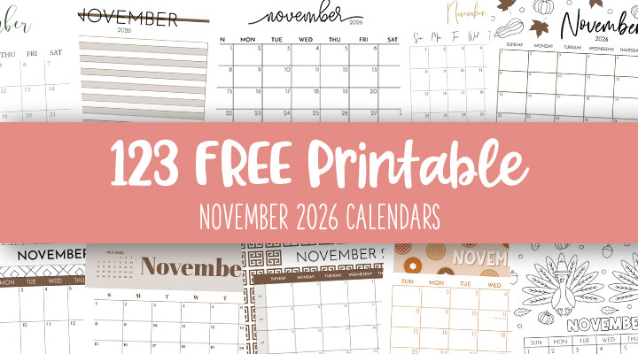 Printable November 2026 Calendars Feature Image