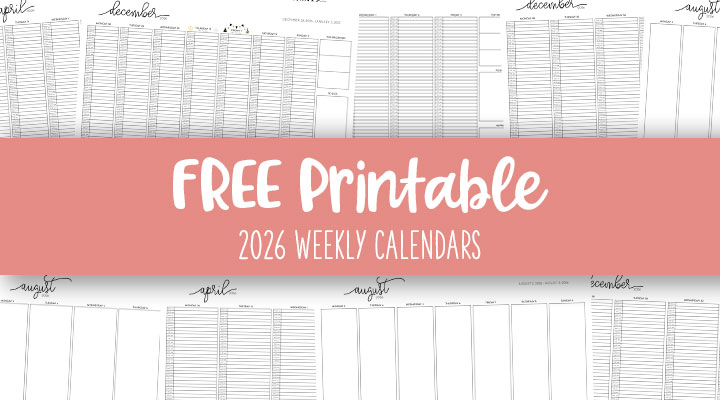 2026 Weekly Calendars - All 52 Weeks 11 Printable 2026 Weekly Calendars Feature Image