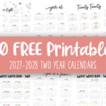 2027-2028 Two Year Calendars - 10 FREE Cals
