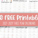 2027-2029 Three Year Calendars - 10 FREE Cals